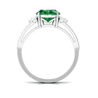 Created Emerald Split Shank Engagement Ring with Moissanite Lab Created Emerald - ( AAAA ) - Quality - Rosec Jewels