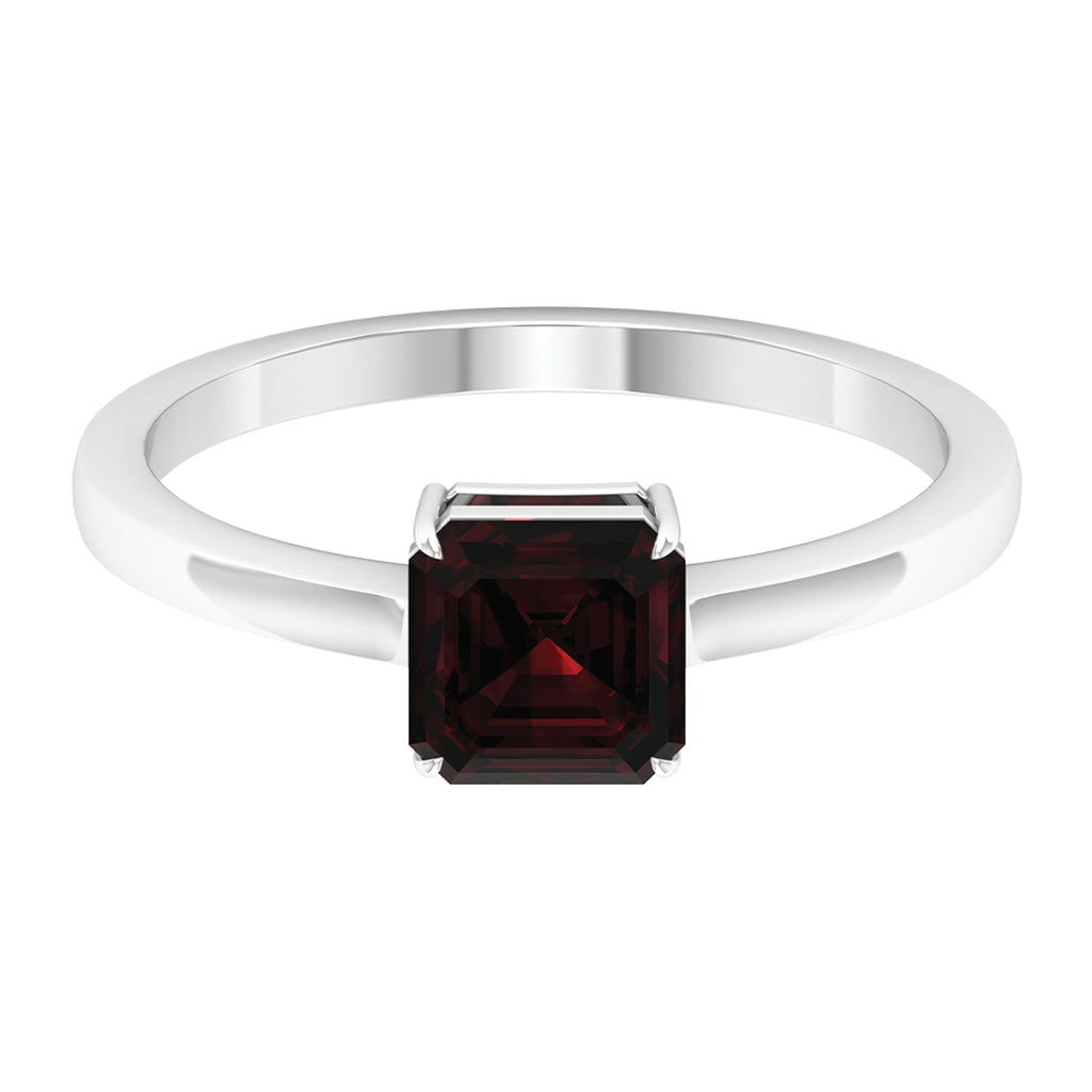 1.5 CT Asscher Cut Garnet Solitaire Ring in Claw Setting Garnet - ( AAA ) - Quality - Rosec Jewels