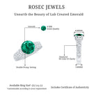 Round Created Emerald Floral Engagement Ring with Diamond Lab Created Emerald - ( AAAA ) - Quality - Rosec Jewels