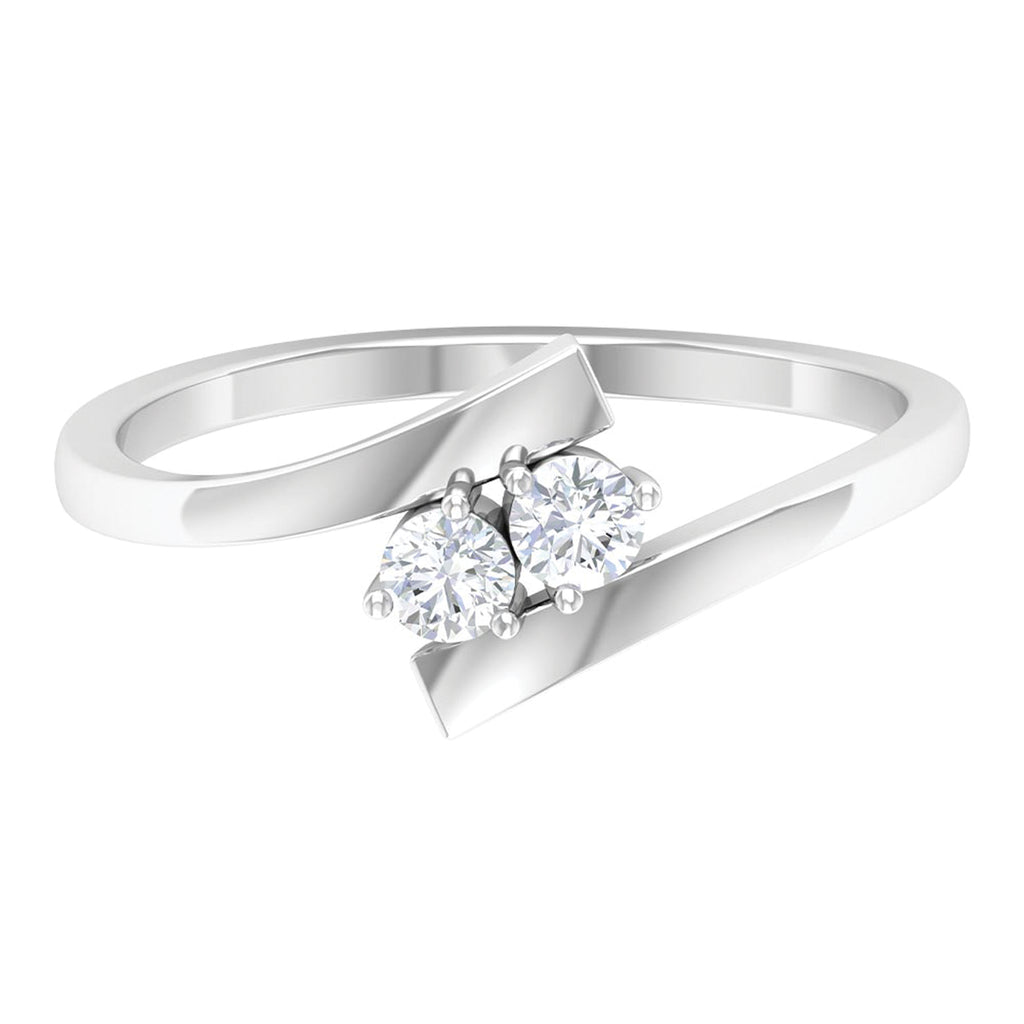 Two Stone Moissanite Bypass Promise Ring