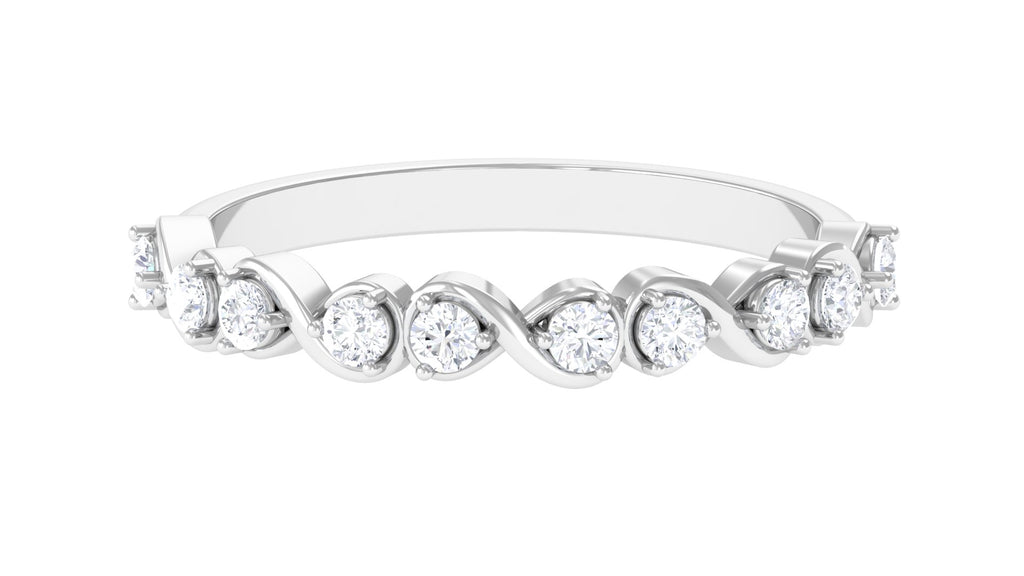 Round Diamond Half Eternity Ring in Infinity Style Diamond - ( HI-SI ) - Color and Clarity - Rosec Jewels