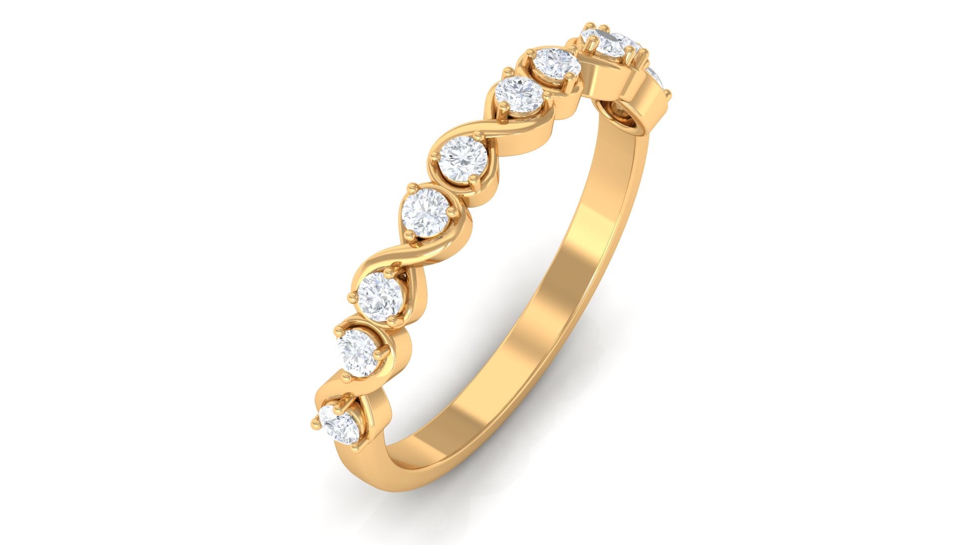 Round Diamond Half Eternity Ring in Infinity Style Diamond - ( HI-SI ) - Color and Clarity - Rosec Jewels