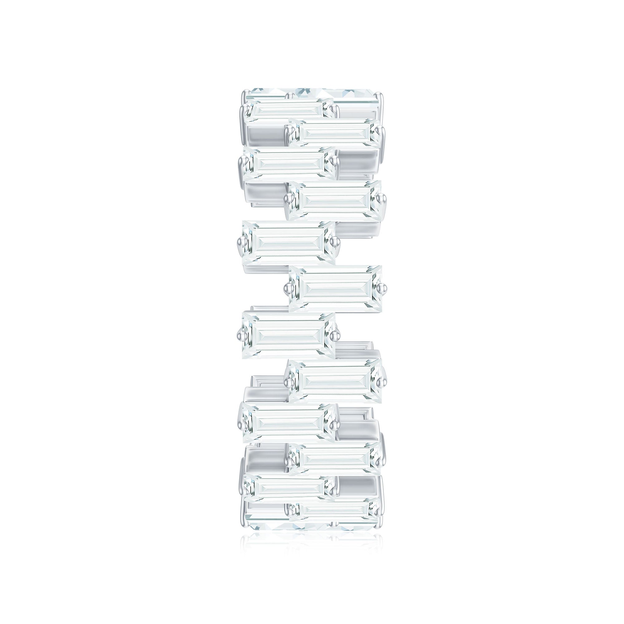 3.75 Carat Full Moissanite Baguette Eternity Band Ring in Gold Moissanite - ( D-VS1 ) - Color and Clarity - Rosec Jewels