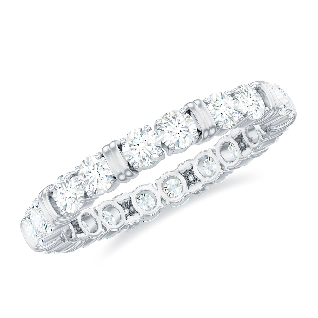 1.75 Carat Round Moissanite Full Eternity Band Ring in Gold Moissanite - ( D-VS1 ) - Color and Clarity - Rosec Jewels