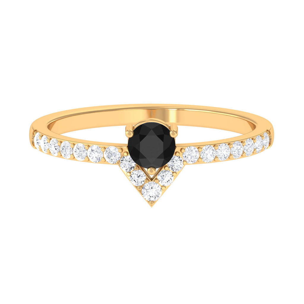 1 CT Minimal Black Diamond Promise Ring with White Diamond Black Diamond - ( AAA ) - Quality - Rosec Jewels