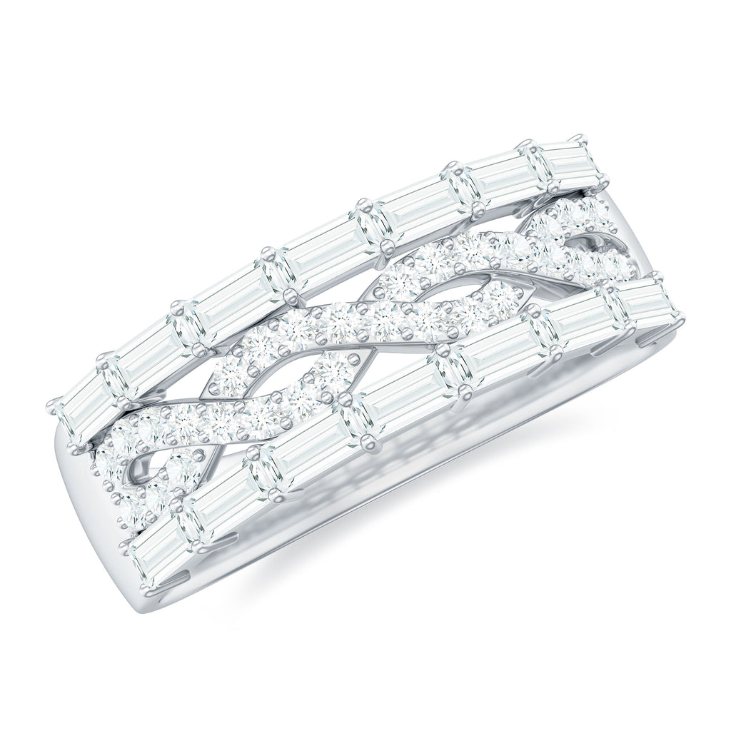 Moissanite Infinity Half Eternity Band Ring Moissanite - ( D-VS1 ) - Color and Clarity - Rosec Jewels