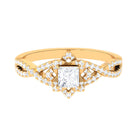 Natural Diamond Flower Crossover Engagement Ring Diamond - ( HI-SI ) - Color and Clarity - Rosec Jewels