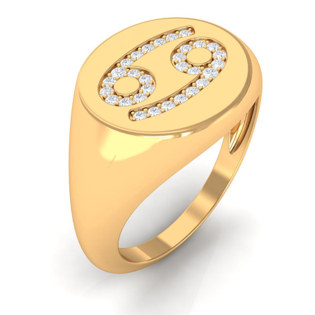 Rosec Jewels-Certified CZ Cancer Zodiac Signet Ring