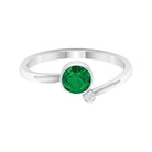 Round Emerald and Moissanite Two Stone Promise Ring Emerald - ( AAA ) - Quality - Rosec Jewels