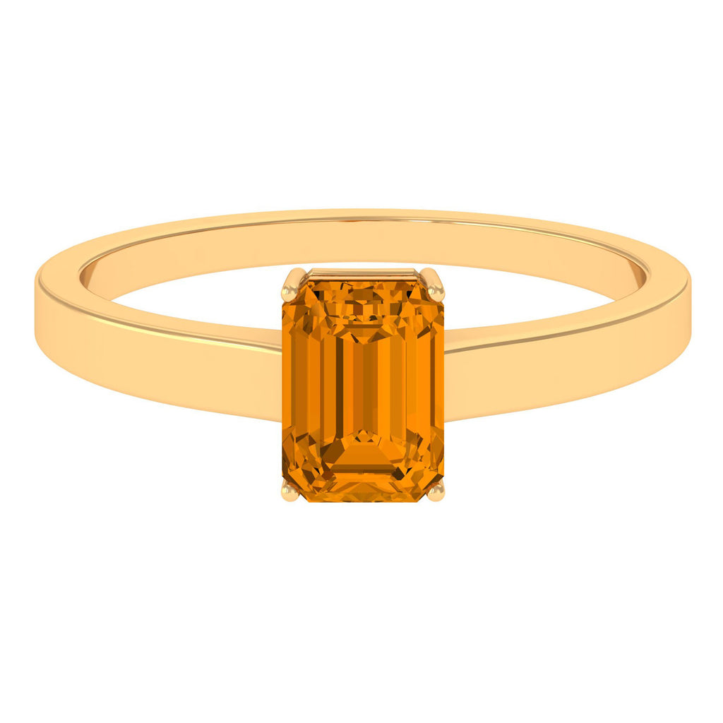 Octagon Cut Citrine November Birthstone Solitaire Ring Citrine - ( AAA ) - Quality - Rosec Jewels
