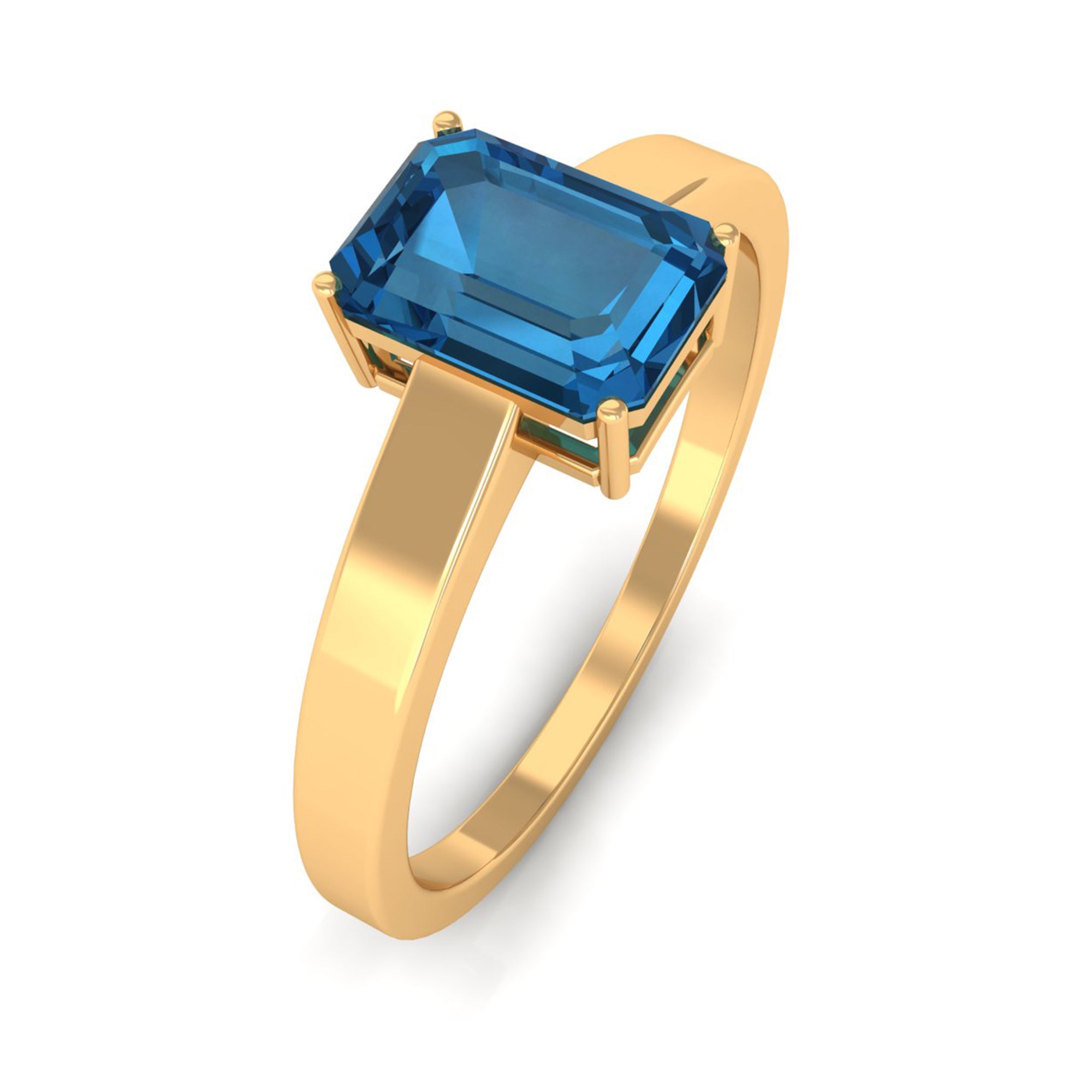 1 CT Octagon Cut London Blue Topaz Solitaire Ring London Blue Topaz - ( AAA ) - Quality - Rosec Jewels