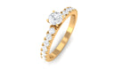 Two Tone Gold Diamond Solitaire Engagement Ring Diamond - ( HI-SI ) - Color and Clarity - Rosec Jewels