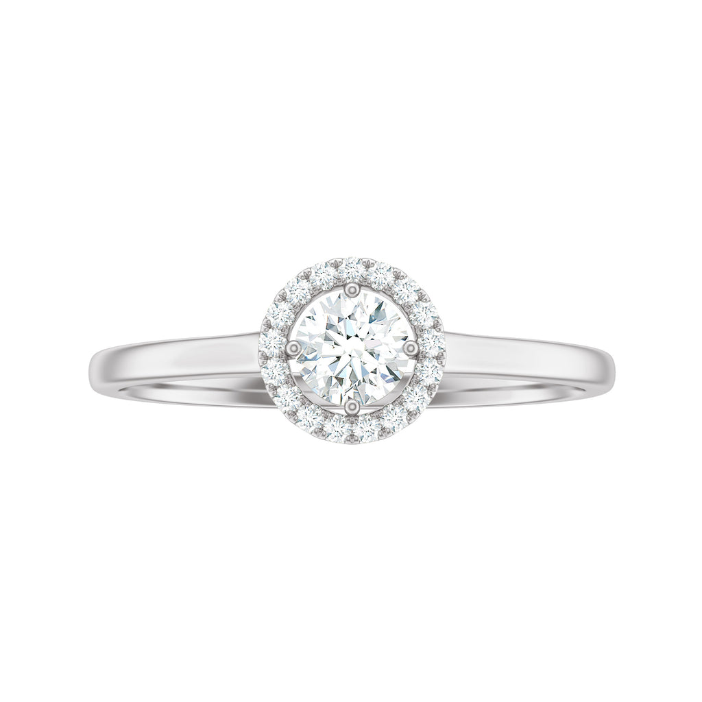 Certified Moissanite Halo Promise Ring in Gold Moissanite - ( D-VS1 ) - Color and Clarity - Rosec Jewels