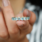 Shared Prong Set Natural Aquamarine Eternity Ring Aquamarine - ( AAA ) - Quality - Rosec Jewels