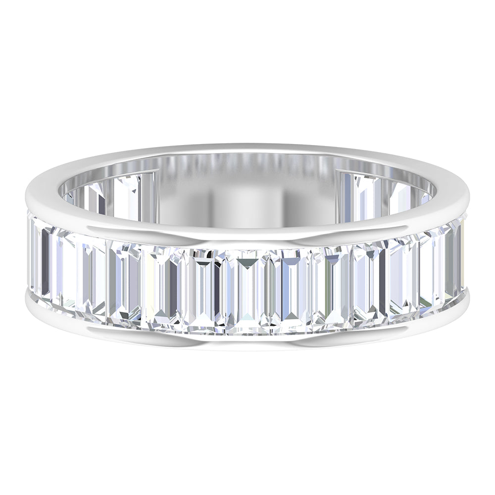 3 CT Certified Baguette Moissanite Semi Eternity Ring in Channel Setting Moissanite - ( D-VS1 ) - Color and Clarity - Rosec Jewels