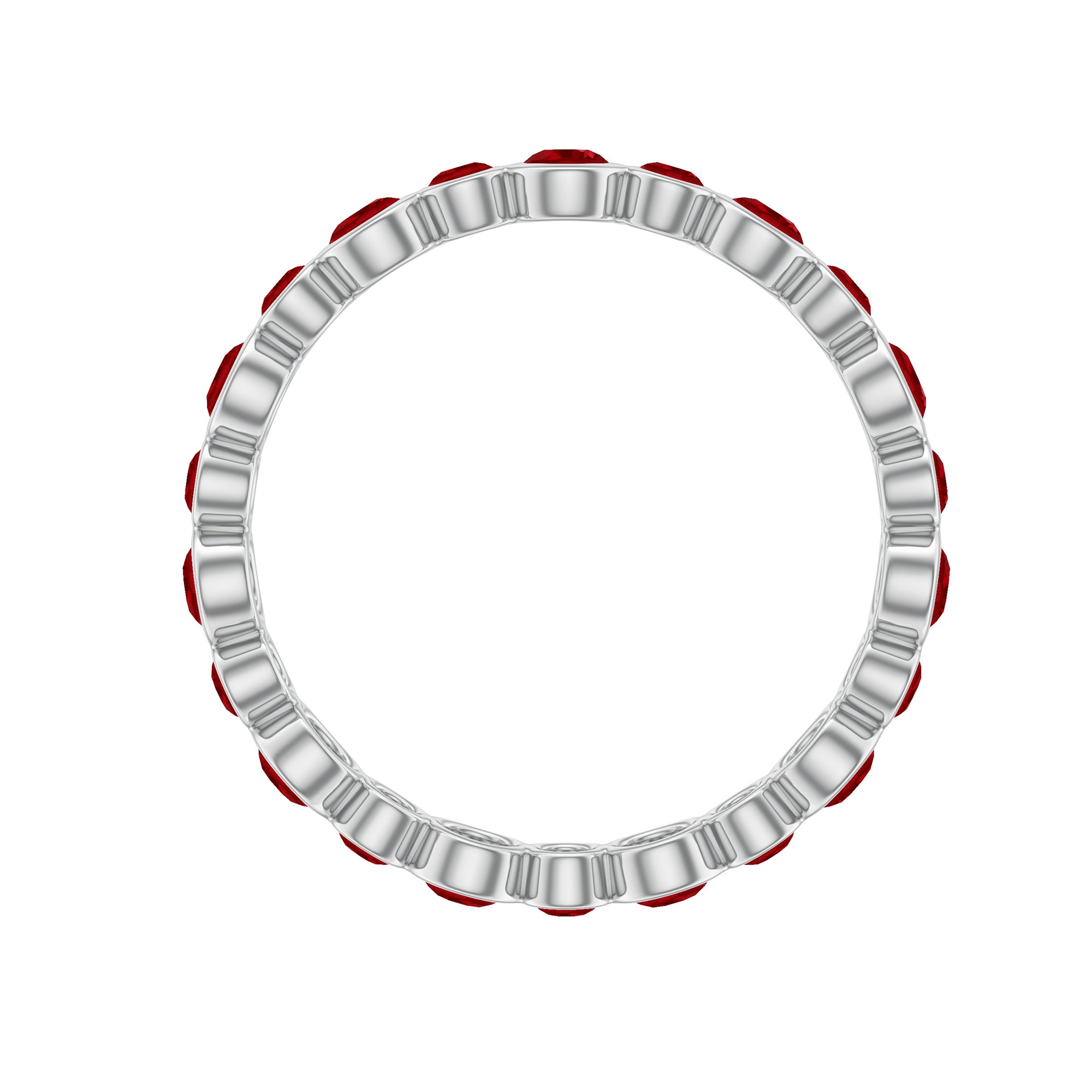 Bezel Set Round Created Ruby Unique Full Eternity Ring Lab Created Ruby - ( AAAA ) - Quality - Rosec Jewels