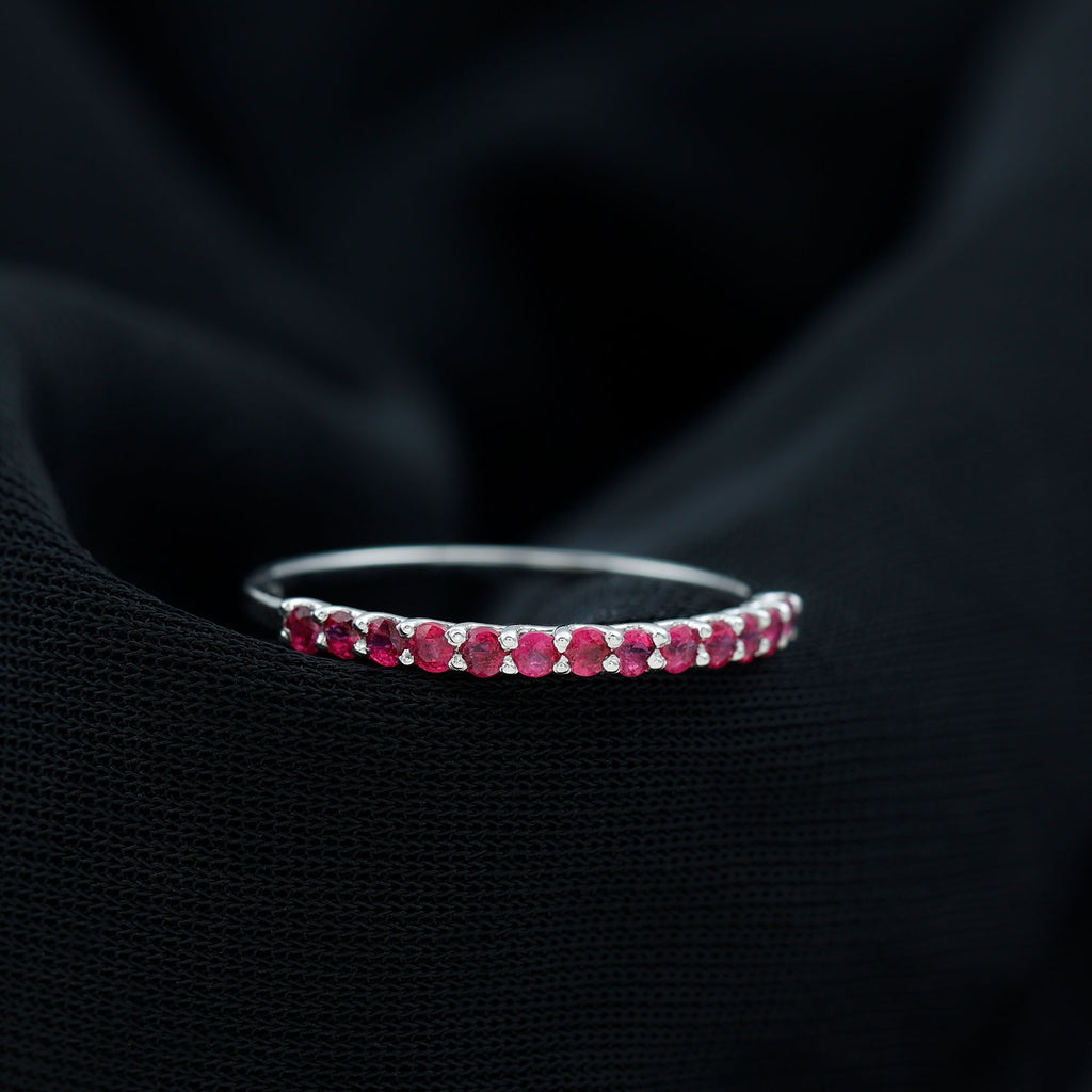 0.50 CT Round Cut Ruby Enhancer Stackable Ring