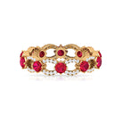 Designer Wedding Band with Lab Created Ruby and Diamond Accent Lab Created Ruby - ( AAAA ) - Quality - Rosec Jewels