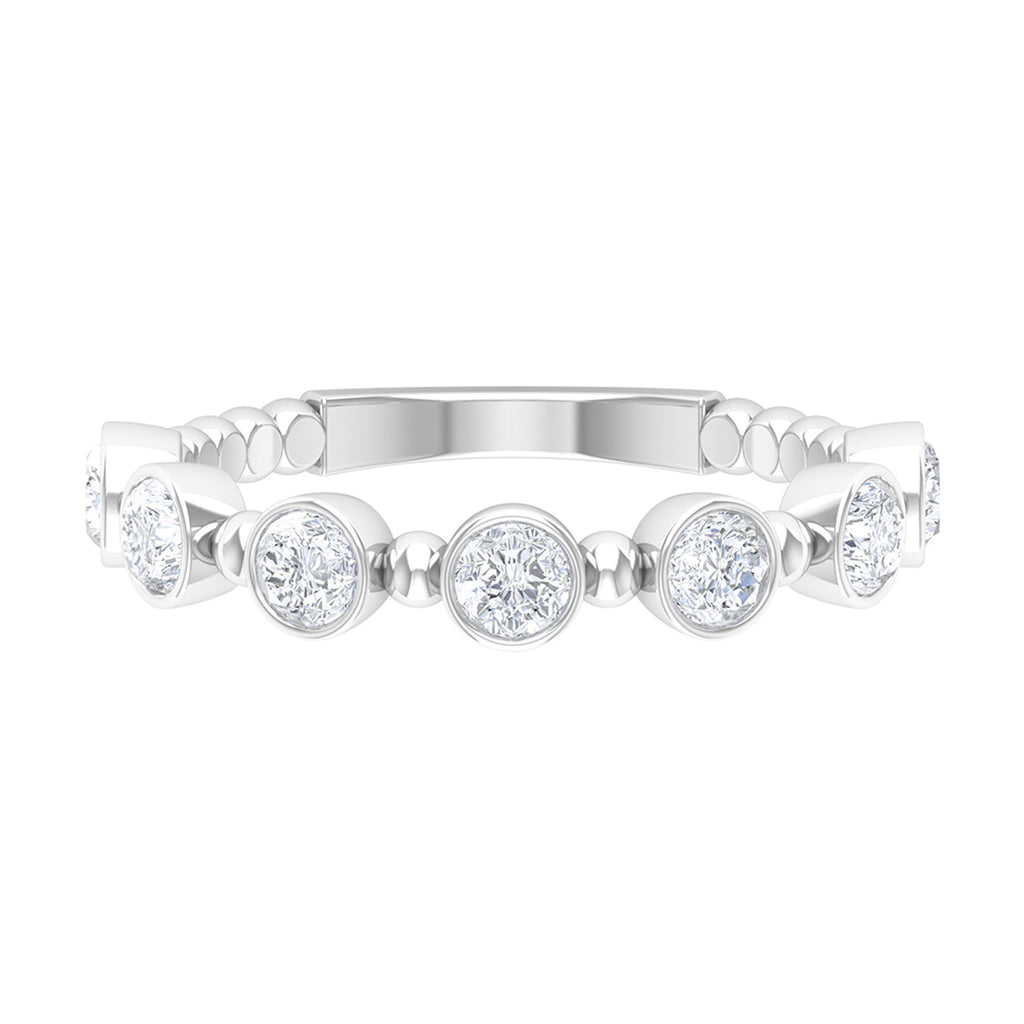 3/4 CT Bezel Set Moissanite Stackable Anniversary Band Ring Moissanite - ( D-VS1 ) - Color and Clarity - Rosec Jewels