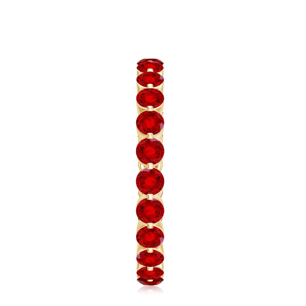 2.5 CT Round Lab-Created Ruby Full Eternity Ring in Gold Lab Created Ruby - ( AAAA ) - Quality - Rosec Jewels