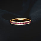 1/2 CT Milgrain Princess Cut Ruby Half Eternity Ring Ruby - ( AAA ) - Quality - Rosec Jewels
