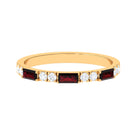 Stackable Garnet and Diamond Ring in Shared Prong Setting Garnet - ( AAA ) - Quality - Rosec Jewels