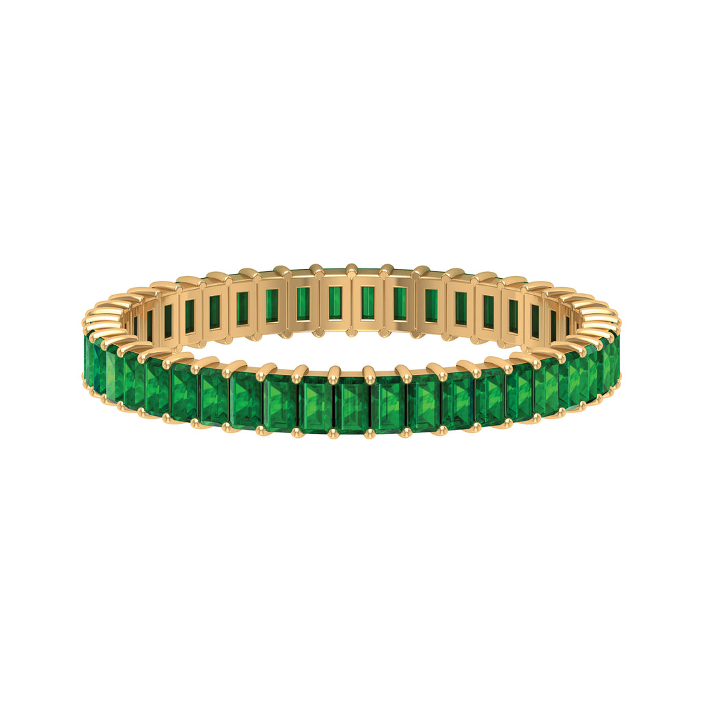 Baguette Cut Lab Grown Emerald Eternity Ring Lab Created Emerald - ( AAAA ) - Quality - Rosec Jewels