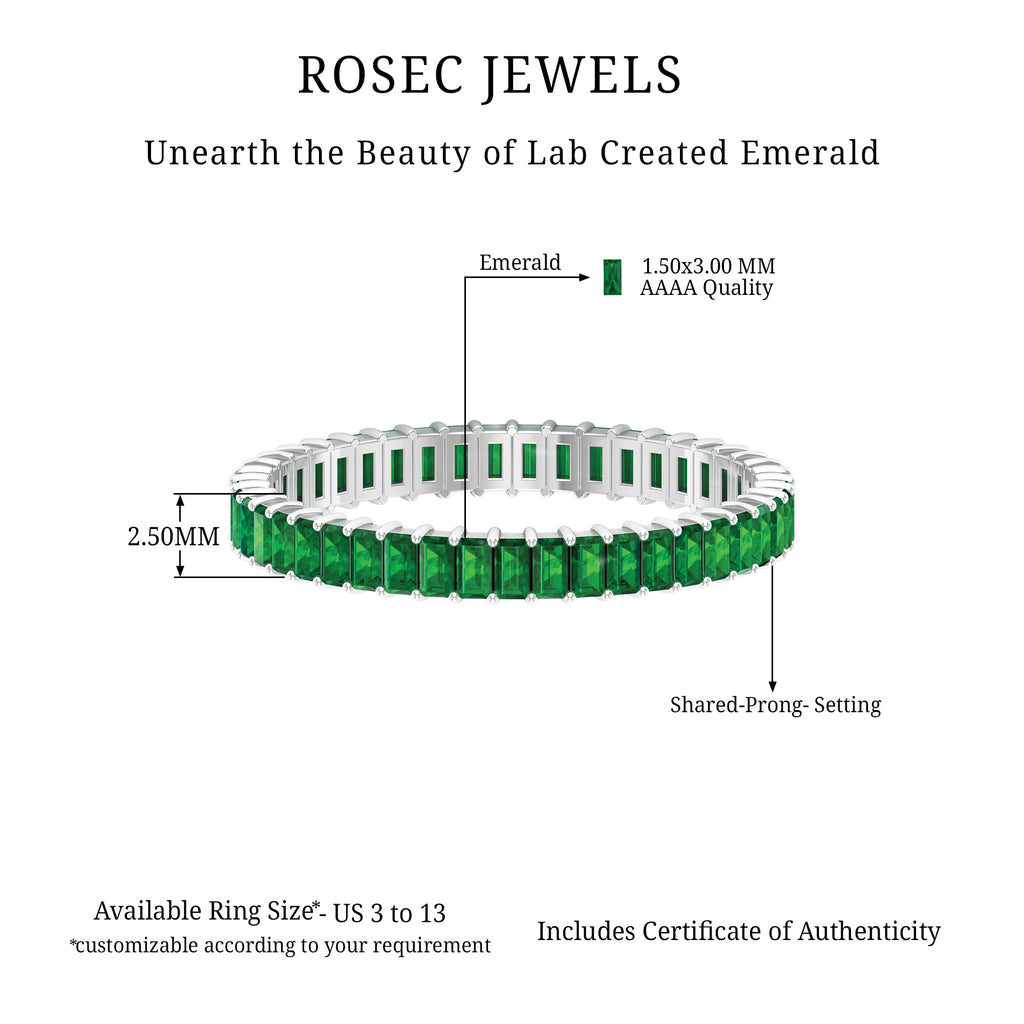 Baguette Cut Lab Grown Emerald Eternity Ring