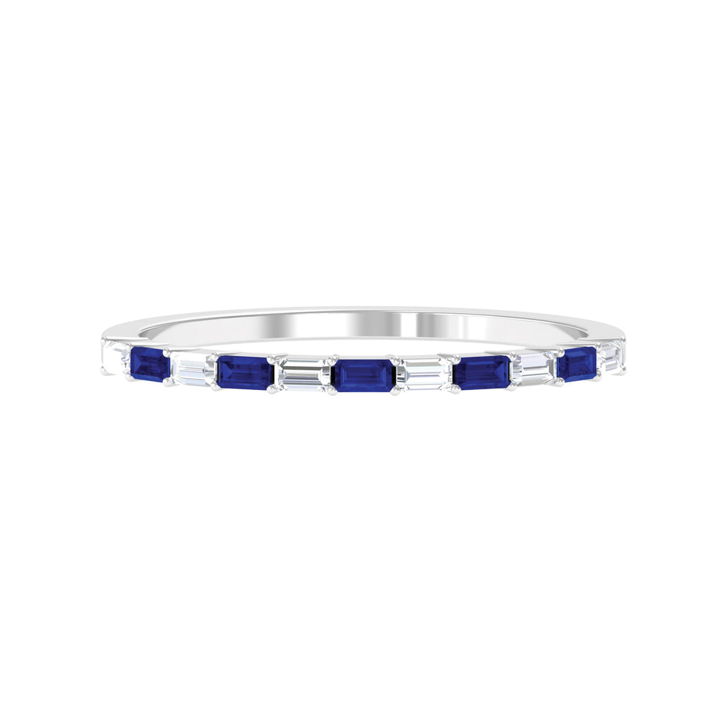 Created Blue Sapphire and Moissanite Stackable Ring