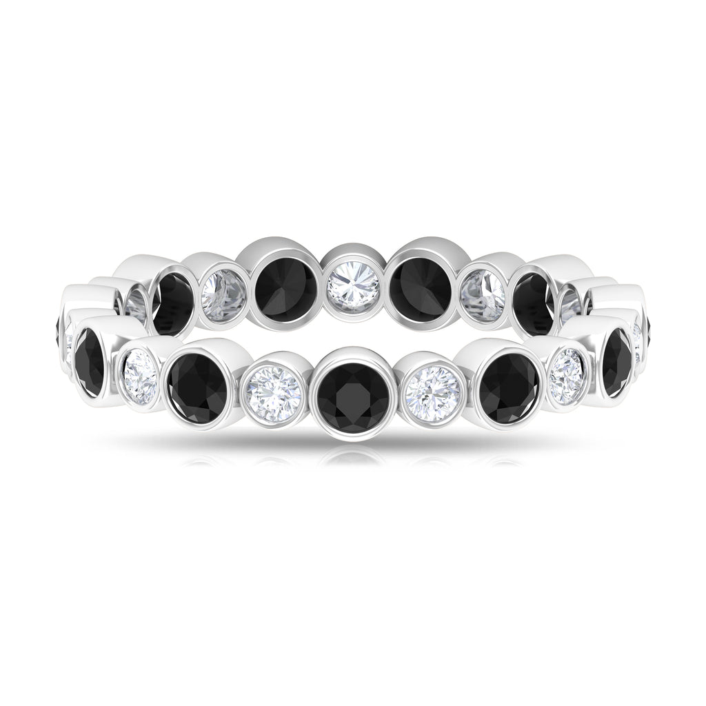 1.5 CT Alternate Black Diamond and Moissanite Uneven Eternity Band Ring Black Diamond - ( AAA ) - Quality - Rosec Jewels