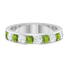 1.50 CT Real Peridot Half Eternity Band Ring with Moissanite Peridot - ( AAA ) - Quality - Rosec Jewels