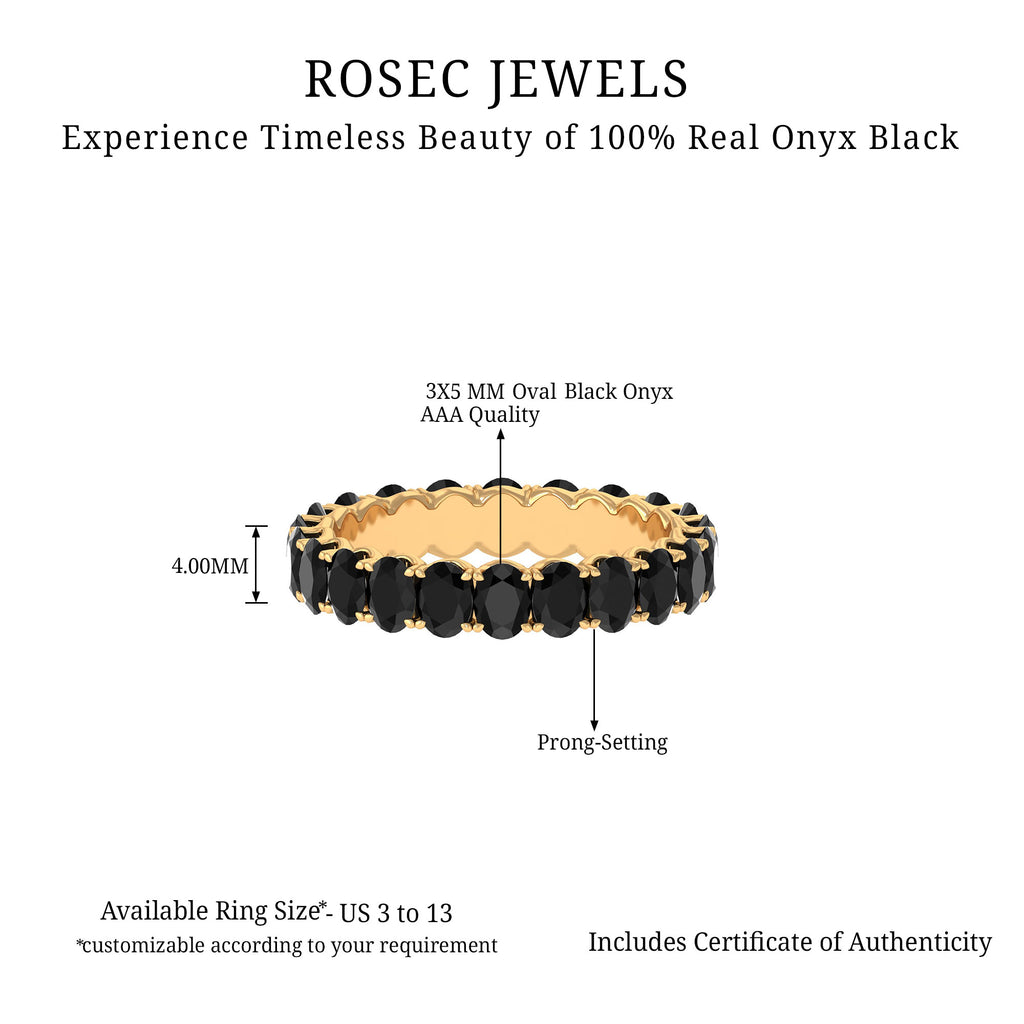 3 CT Oval Black Onyx Classic Full Eternity Band Ring in Gold Black Onyx - ( AAA ) - Quality - Rosec Jewels