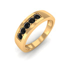 Five Stone Black Diamond Wide Band Ring Black Diamond - ( AAA ) - Quality - Rosec Jewels