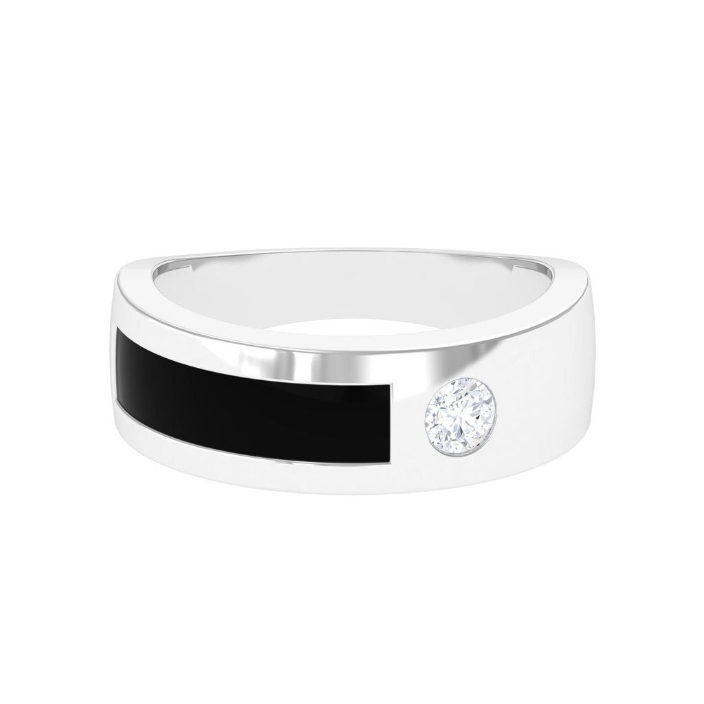 Certified Moissanite Enamel Band Ring Moissanite - ( D-VS1 ) - Color and Clarity - Rosec Jewels