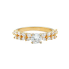 Round Shape Moissanite Engagement Ring with Marquise Side Stones Moissanite - ( D-VS1 ) - Color and Clarity - Rosec Jewels