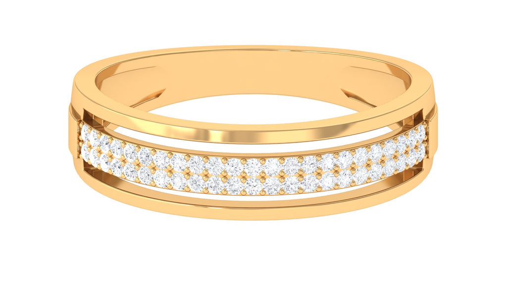 Natural Diamond Unique Half Eternity Gold Band Ring Diamond - ( HI-SI ) - Color and Clarity - Rosec Jewels