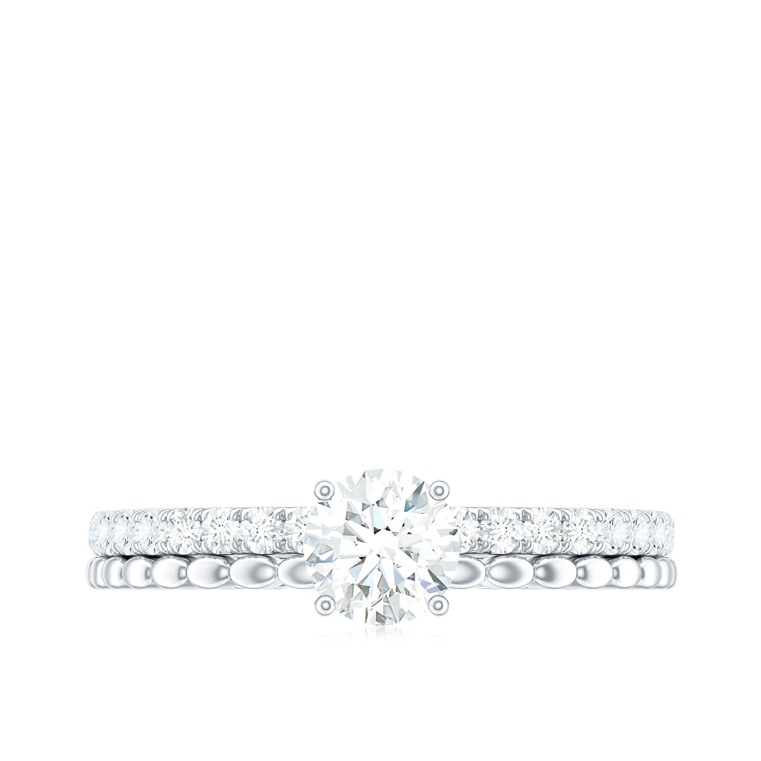 Round Cut Certified Moissanite Solitaire Engagement Ring in Gold Moissanite - ( D-VS1 ) - Color and Clarity - Rosec Jewels