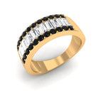 Baguette Shape Moissanite Wedding Band with Black Diamond Black Diamond - ( AAA ) - Quality - Rosec Jewels