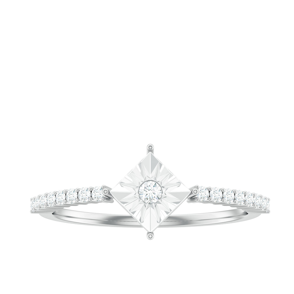 Round Cut Diamond Promise Ring in Illusion Setting Diamond - ( HI-SI ) - Color and Clarity - Rosec Jewels