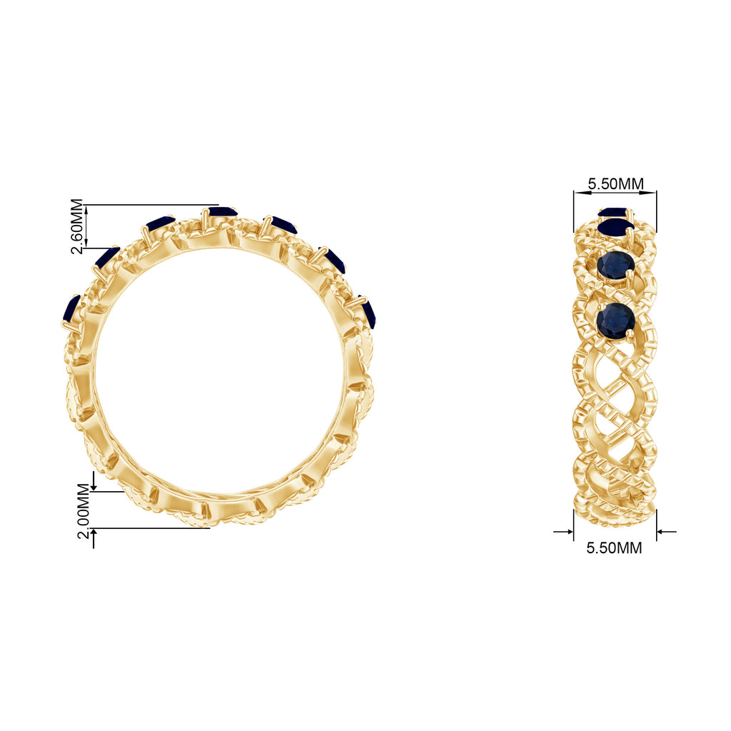 1/2 CT Certified Blue Sapphire Twisted Half Eternity Ring Blue Sapphire - ( AAA ) - Quality - Rosec Jewels