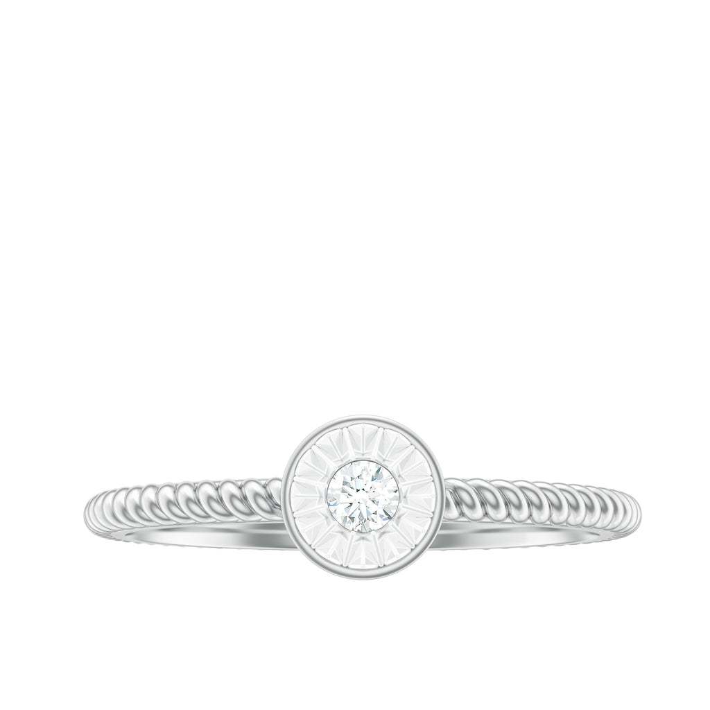 Illusion Set Round Diamond Solitaire Ring with Twisted Rope Diamond - ( HI-SI ) - Color and Clarity - Rosec Jewels