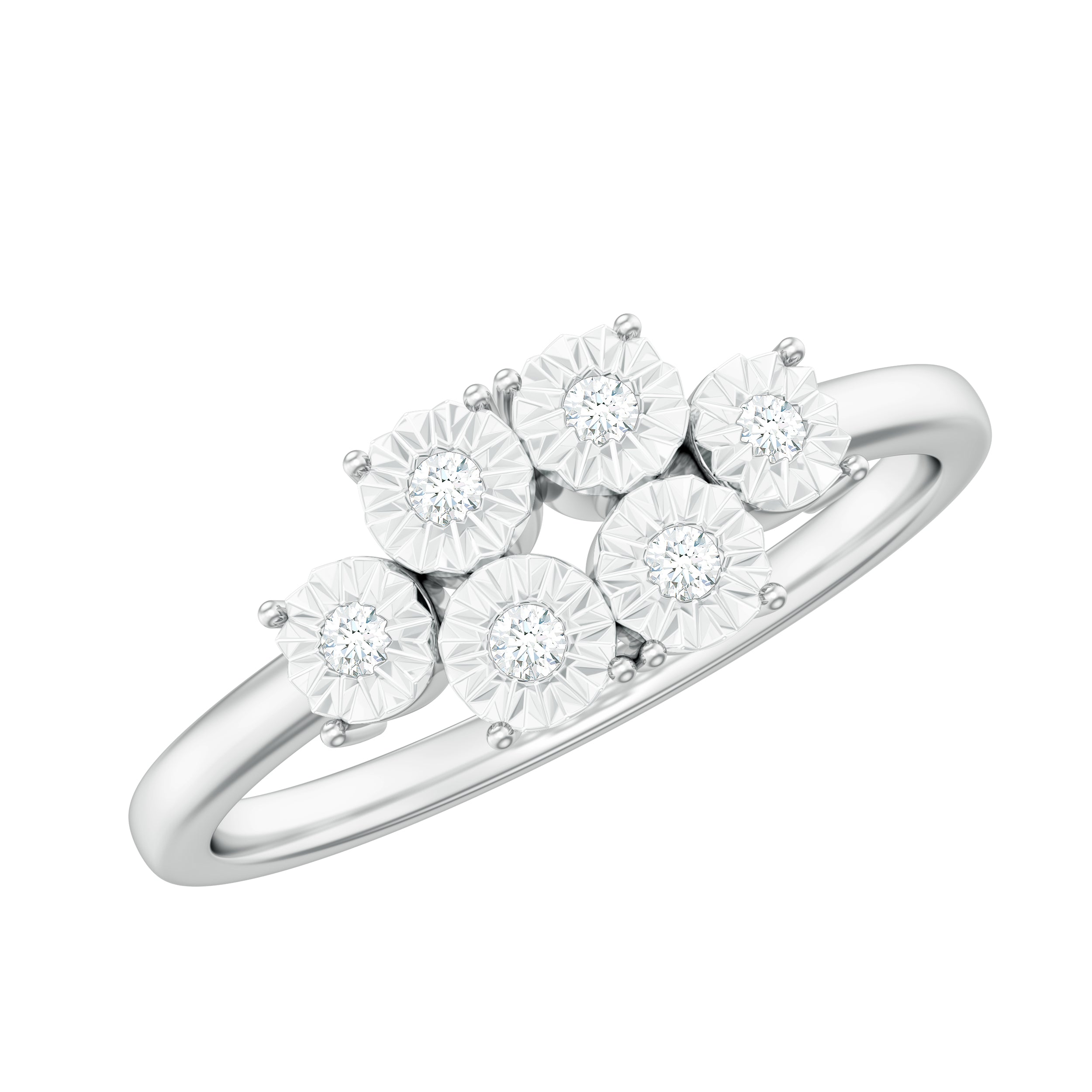 Natural Diamond Miracle Plate Cluster Ring in Gold Diamond - ( HI-SI ) - Color and Clarity - Rosec Jewels
