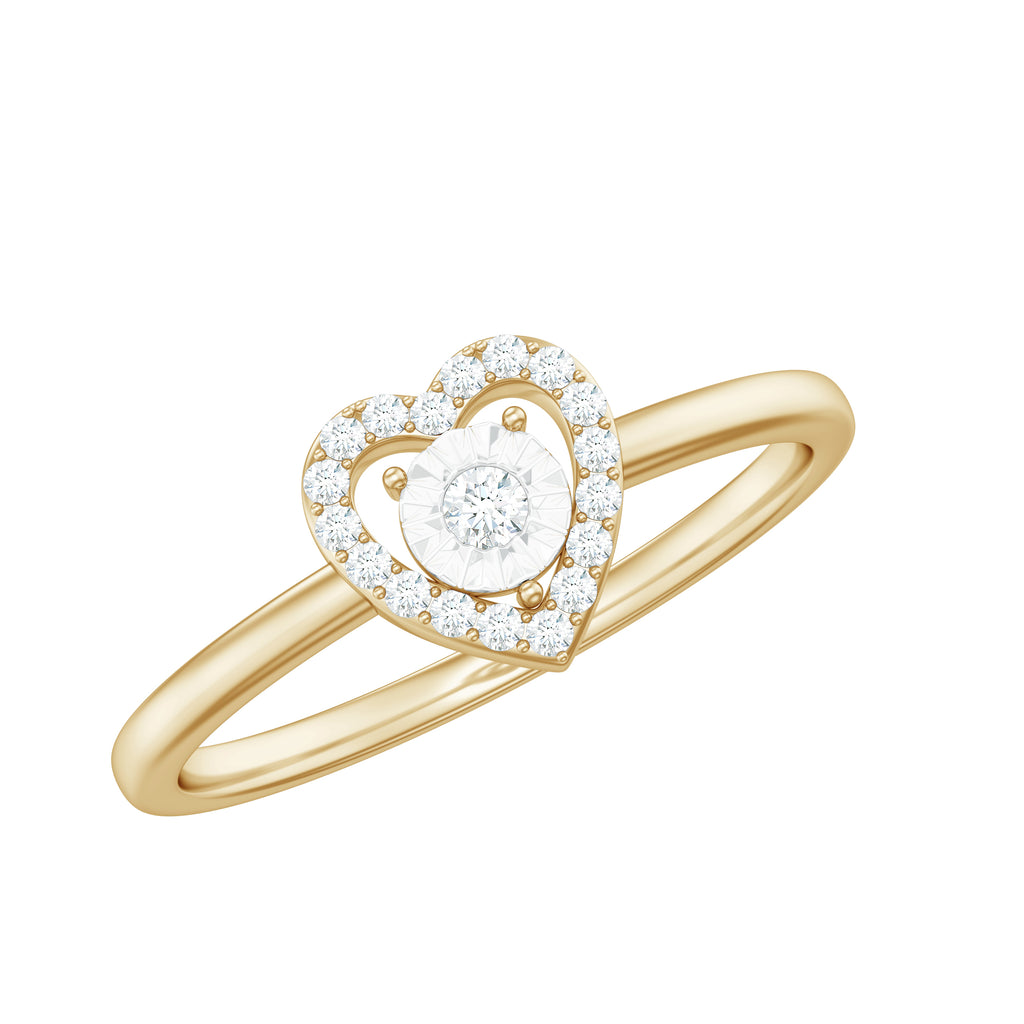 Natural Diamond Heart Promise Ring in Illusion Setting Diamond - ( HI-SI ) - Color and Clarity - Rosec Jewels