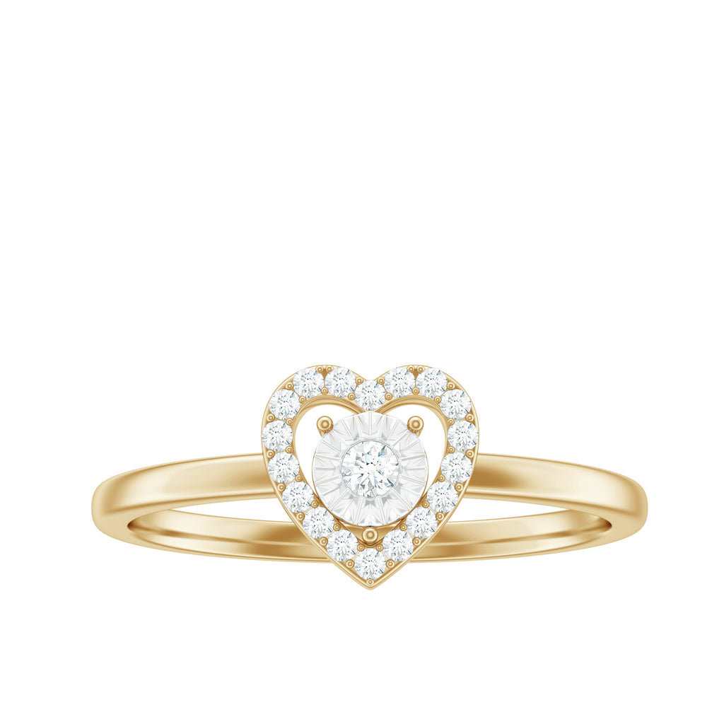 Natural Diamond Heart Promise Ring in Illusion Setting Diamond - ( HI-SI ) - Color and Clarity - Rosec Jewels