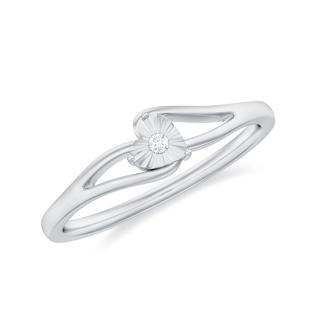 Illusion Set Round Diamond Solitaire Heart Ring in Split Shank Diamond - ( HI-SI ) - Color and Clarity - Rosec Jewels