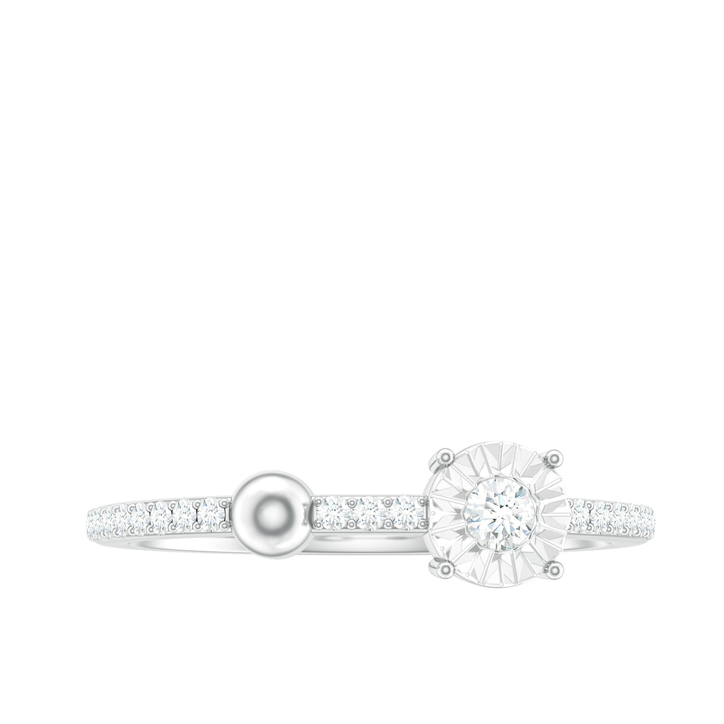 Illusion Set Round Diamond Gold Minimal Promise Ring Diamond - ( HI-SI ) - Color and Clarity - Rosec Jewels