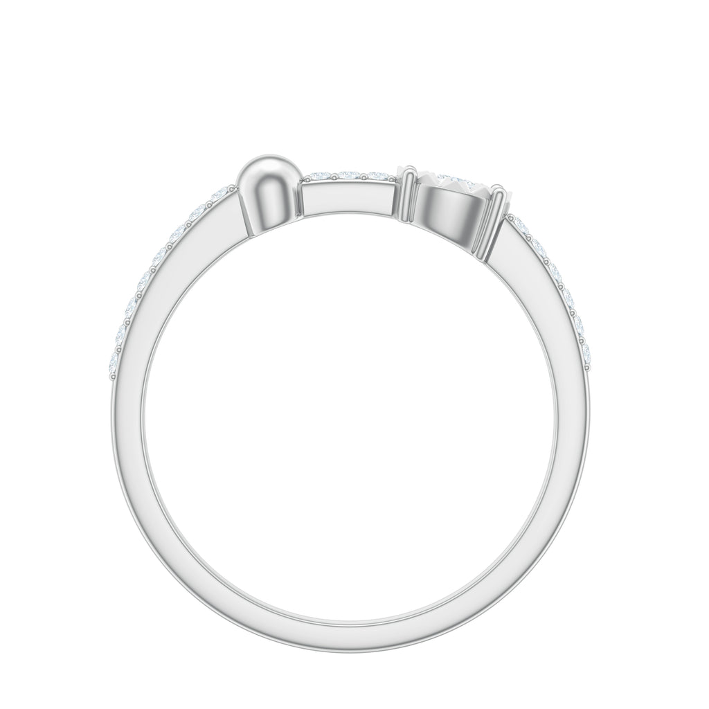 Illusion Set Round Diamond Gold Minimal Promise Ring Diamond - ( HI-SI ) - Color and Clarity - Rosec Jewels