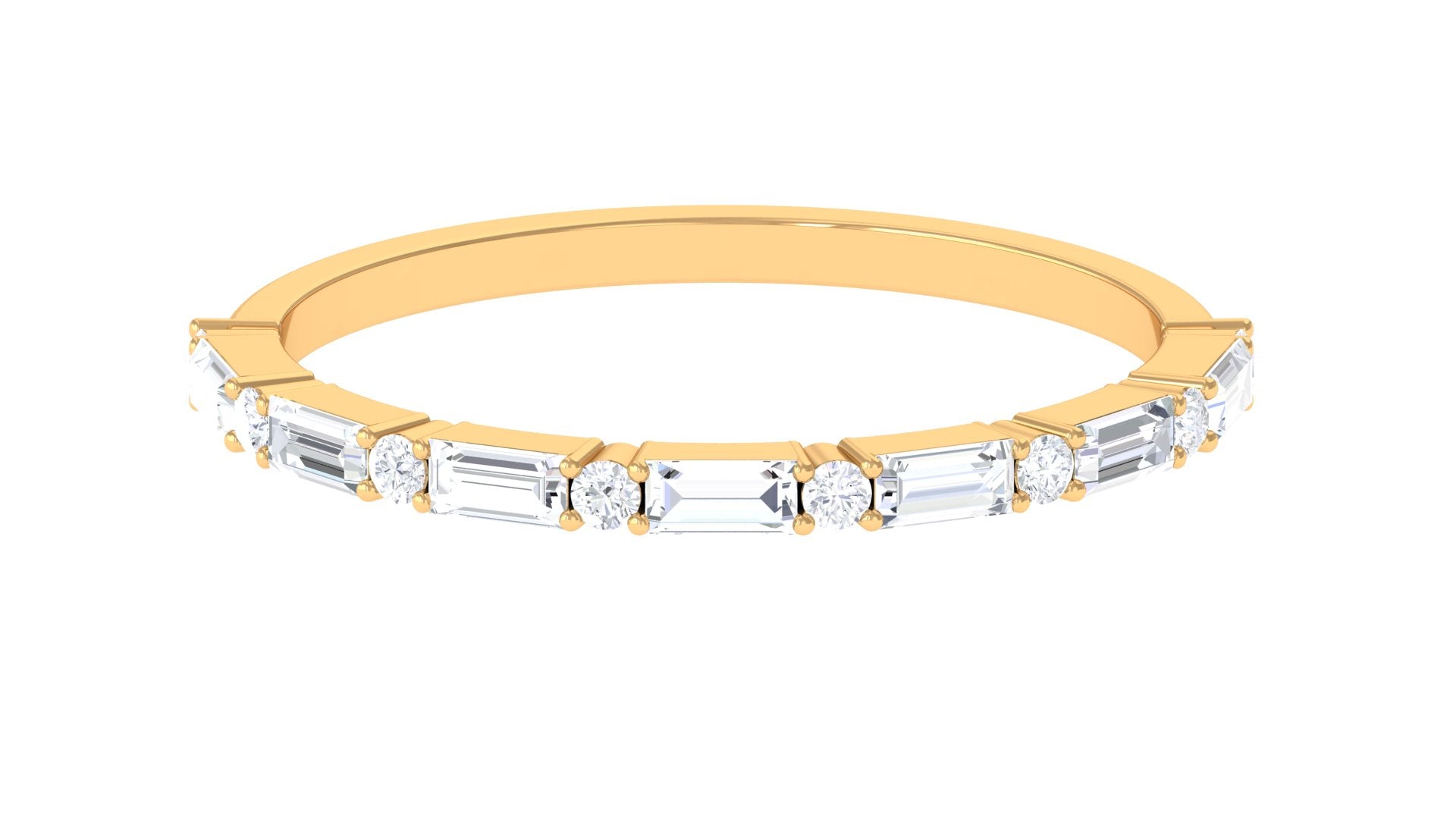 Baguette Moissanite Half Eternity Ring Moissanite - ( D-VS1 ) - Color and Clarity - Rosec Jewels