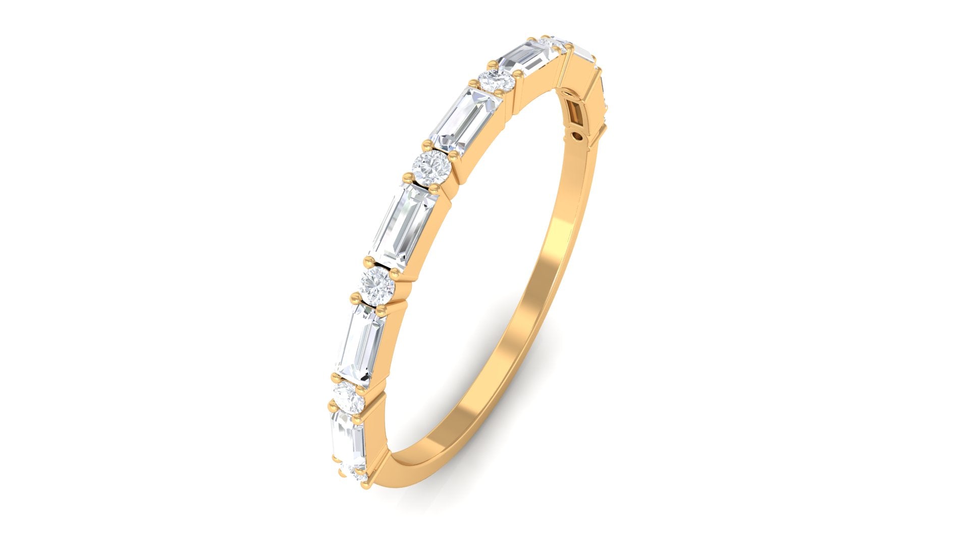 Baguette Moissanite Half Eternity Ring Moissanite - ( D-VS1 ) - Color and Clarity - Rosec Jewels
