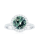 Round Lab Created Green Sapphire Halo Engagement Ring with Moissanite Lab Created Green Sapphire - ( AAAA ) - Quality - Rosec Jewels